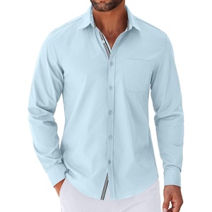 image:imageCOOFANDY Mens Long Sleeve Casual Button Down Shirts Untucked Shirts for Men Regular Fit Dress ShirtBeau Blue