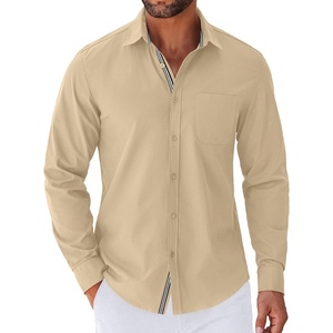 image:imageCOOFANDY Mens Long Sleeve Casual Button Down Shirts Untucked Shirts for Men Regular Fit Dress ShirtBeige