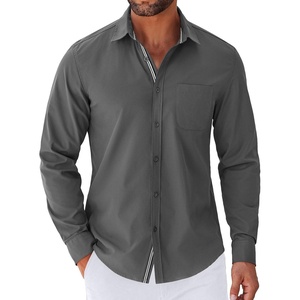 image:imageCOOFANDY Mens Long Sleeve Casual Button Down Shirts Untucked Shirts for Men Regular Fit Dress ShirtDark Grey