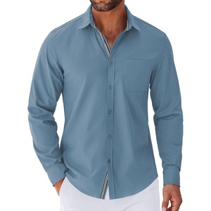 image:imageCOOFANDY Mens Long Sleeve Casual Button Down Shirts Untucked Shirts for Men Regular Fit Dress ShirtGrey Blue