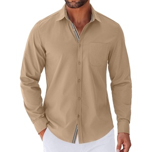 image:imageCOOFANDY Mens Long Sleeve Casual Button Down Shirts Untucked Shirts for Men Regular Fit Dress ShirtKhaki