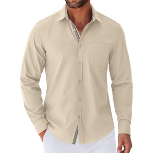 image:imageCOOFANDY Mens Long Sleeve Casual Button Down Shirts Untucked Shirts for Men Regular Fit Dress ShirtLight Khaki