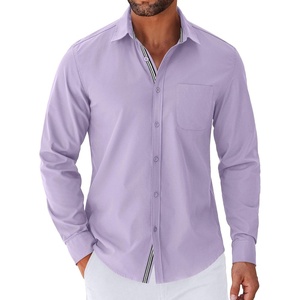 image:imageCOOFANDY Mens Long Sleeve Casual Button Down Shirts Untucked Shirts for Men Regular Fit Dress ShirtLight Purple