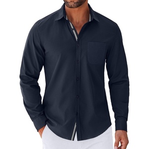 image:imageCOOFANDY Mens Long Sleeve Casual Button Down Shirts Untucked Shirts for Men Regular Fit Dress ShirtNavy Blue