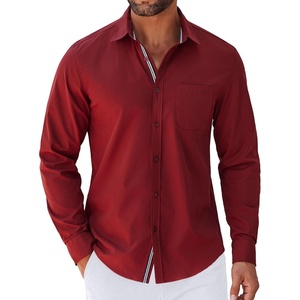image:imageCOOFANDY Mens Long Sleeve Casual Button Down Shirts Untucked Shirts for Men Regular Fit Dress ShirtWine Red