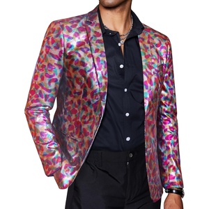 image:imageCOOFANDY Mens Metallic Jacket Regular Fit Blazer Casual 70s Disco Party Sport Coat03colored Leaf
