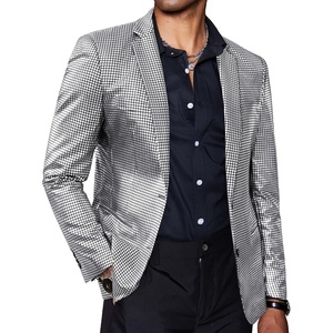 image:imageCOOFANDY Mens Metallic Jacket Regular Fit Blazer Casual 70s Disco Party Sport Coat04silver