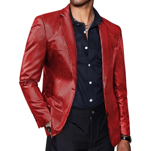 image:imageCOOFANDY Mens Metallic Jacket Regular Fit Blazer Casual 70s Disco Party Sport Coat05red