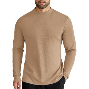 image:imageCOOFANDY Mens Mock Turtleneck Long Sleeve Shirts Slim Fit Basic TShirt Lightweight Ribbed Pullover Sweater1 Packkhaki