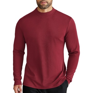 image:imageCOOFANDY Mens Mock Turtleneck Long Sleeve Shirts Slim Fit Basic TShirt Lightweight Ribbed Pullover Sweater1 Packwine Red