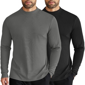 image:imageCOOFANDY Mens Mock Turtleneck Long Sleeve Shirts Slim Fit Basic TShirt Lightweight Ribbed Pullover Sweater2 Packblack  Dark Grey
