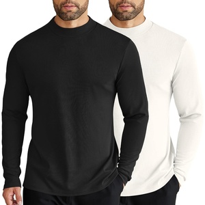 image:imageCOOFANDY Mens Mock Turtleneck Long Sleeve Shirts Slim Fit Basic TShirt Lightweight Ribbed Pullover Sweater2 Packblack  White