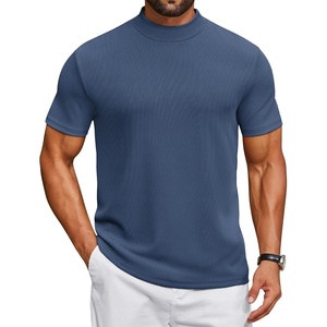 image:imageCOOFANDY Mens Mock Turtleneck Shirts Short Sleeve Casual Basic TShirts Ribbed Solid Pullover TopsNavy Blue