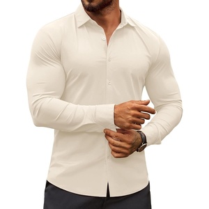 image:imageCOOFANDY Mens Muscle Fit Dress Shirts WrinkleFree Long Sleeve Casual Button Down ShirtsBeige