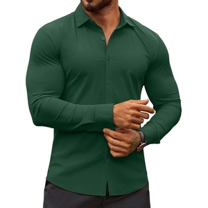 image:imageCOOFANDY Mens Muscle Fit Dress Shirts WrinkleFree Long Sleeve Casual Button Down ShirtsGreen