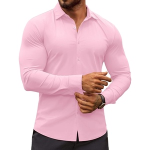 image:imageCOOFANDY Mens Muscle Fit Dress Shirts WrinkleFree Long Sleeve Casual Button Down ShirtsPink