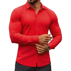image:imageCOOFANDY Mens Muscle Fit Dress Shirts WrinkleFree Long Sleeve Casual Button Down ShirtsRed