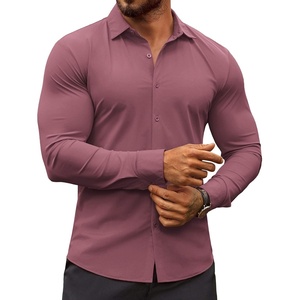 image:imageCOOFANDY Mens Muscle Fit Dress Shirts WrinkleFree Long Sleeve Casual Button Down ShirtsRed Purple
