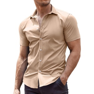 image:imageCOOFANDY Mens Muscle Fit Dress Shirts WrinkleFree Short Sleeve Casual Button Down ShirtKhaki