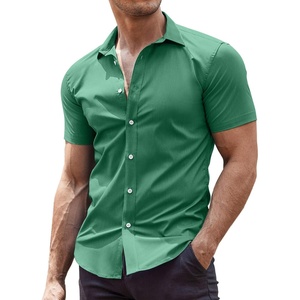 image:imageCOOFANDY Mens Muscle Fit Dress Shirts WrinkleFree Short Sleeve Casual Button Down ShirtOcean Mist