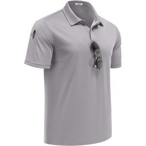 image:imageCOOFANDY Mens Polo Shirt Short Sleeve Quick Dry Tactical Shirts Golf Polos Collared Work Shirts for Men with PocketLight Grey