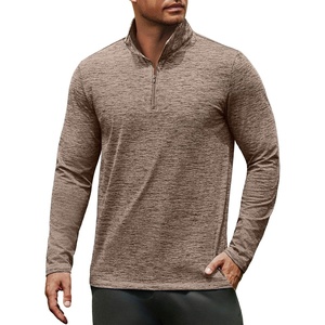image:imageCOOFANDY Mens Quarter Zip Pullover Long Sleeve Sweatshirt 14 Zip Golf Shirt Winter Fleece Lined Thermal PulloverBrown