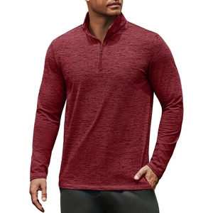 image:imageCOOFANDY Mens Quarter Zip Pullover Long Sleeve Sweatshirt 14 Zip Golf Shirt Winter Fleece Lined Thermal PulloverWine Red