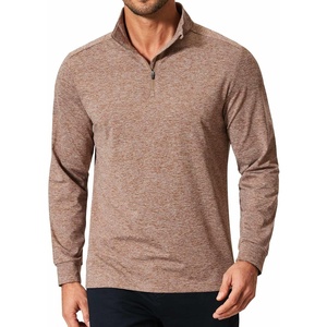 image:imageCOOFANDY Mens Quarter Zip Shirts Workout Fleece Lined Lightweight Long Sleeve Pullover SweatshirtsLight Brown