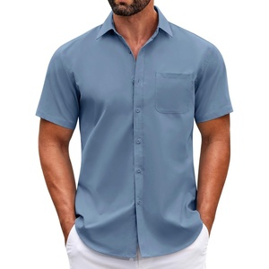 image:imageCOOFANDY Mens Short Sleeve Casual Button Down Shirts Summer Untucked Dress Shirts with PocketCaptain Blue