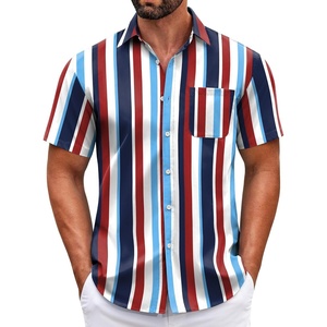 image:imageCOOFANDY Mens Short Sleeve Casual Button Down Shirts Summer Untucked Dress Shirts with PocketColorful Stripe