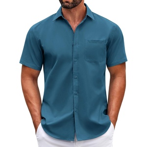 image:imageCOOFANDY Mens Short Sleeve Casual Button Down Shirts Summer Untucked Dress Shirts with PocketMidnight Blue