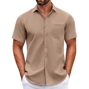 image:imageCOOFANDY Mens Short Sleeve Casual Button Down Shirts Summer Untucked Dress Shirts with PocketSesame