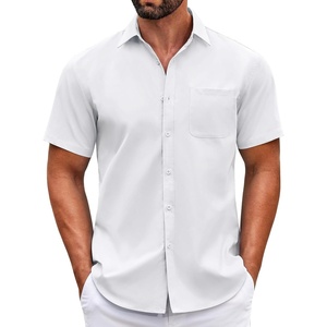 image:imageCOOFANDY Mens Short Sleeve Casual Button Down Shirts Summer Untucked Dress Shirts with PocketWhite
