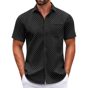 image:imageCOOFANDY Mens Short Sleeve Casual Button Down Shirts Summer Untucked Dress Shirts with PocketWhite Dotblack