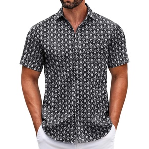 image:imageCOOFANDY Mens Short Sleeve Casual Button Down Shirts Summer Untucked Dress Shirts with PocketWhite Floralblack