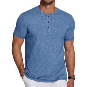 image:imageCOOFANDY Mens Soft Henley Short Sleeve T Shirts Casual Basic Shirt with Pocket 3 Button Tees Summer TopsBlue