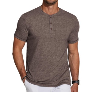 image:imageCOOFANDY Mens Soft Henley Short Sleeve T Shirts Casual Basic Shirt with Pocket 3 Button Tees Summer TopsBrown