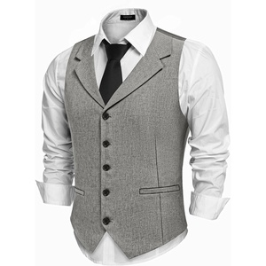 image:imageCOOFANDY Mens Suit Vests Slim Fit Waistcoat Notch Lapel Casual Formal VestGray
