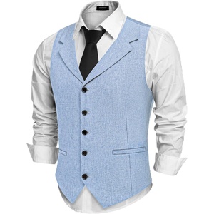 image:imageCOOFANDY Mens Suit Vests Slim Fit Waistcoat Notch Lapel Casual Formal VestLight Blue