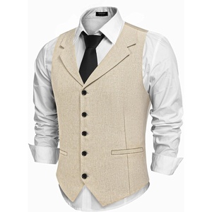 image:imageCOOFANDY Mens Suit Vests Slim Fit Waistcoat Notch Lapel Casual Formal VestLight Khaki