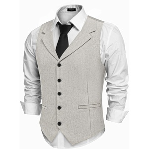 image:imageCOOFANDY Mens Suit Vests Slim Fit Waistcoat Notch Lapel Casual Formal VestPastel Gray