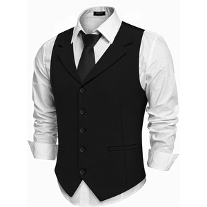 image:imageCOOFANDY Mens Suit Vests Slim Fit Waistcoat Notch Lapel Casual Formal VestSolid Color  Black