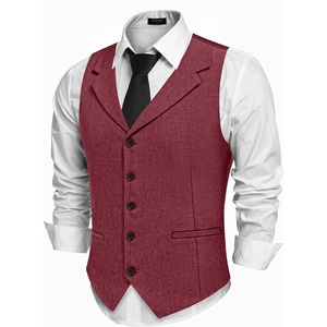 image:imageCOOFANDY Mens Suit Vests Slim Fit Waistcoat Notch Lapel Casual Formal VestWine Red