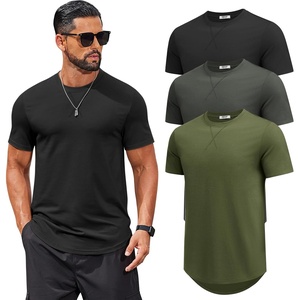image:imageCOOFANDY Mens T Shirts Casual Short Sleeve Cotton Tee Shirts Hipster Hip Hop Longline TShirt Basic Summer Tops3 Pack Black Dark Grey  Army Green
