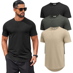 image:imageCOOFANDY Mens T Shirts Casual Short Sleeve Cotton Tee Shirts Hipster Hip Hop Longline TShirt Basic Summer Tops3 Pack Black Dark Grey  Grey