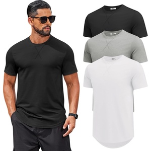 image:imageCOOFANDY Mens T Shirts Casual Short Sleeve Cotton Tee Shirts Hipster Hip Hop Longline TShirt Basic Summer Tops3 Pack Black Light Grey  White