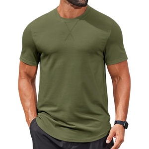 image:imageCOOFANDY Mens T Shirts Casual Short Sleeve Cotton Tee Shirts Hipster Hip Hop Longline TShirt Basic Summer TopsOne Piece Army Green