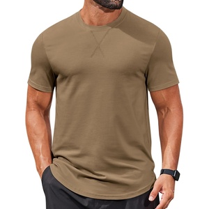 image:imageCOOFANDY Mens T Shirts Casual Short Sleeve Cotton Tee Shirts Hipster Hip Hop Longline TShirt Basic Summer TopsOne Piece Khaki