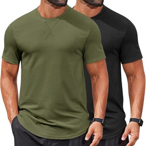 image:imageCOOFANDY Mens T Shirts Casual Short Sleeve Cotton Tee Shirts Hipster Hip Hop Longline TShirt Basic Summer TopsTwo Pack Black  Army Green