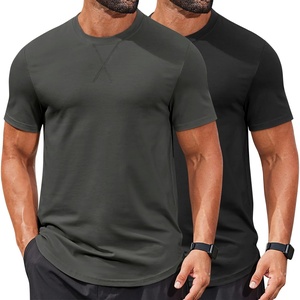 image:imageCOOFANDY Mens T Shirts Casual Short Sleeve Cotton Tee Shirts Hipster Hip Hop Longline TShirt Basic Summer TopsTwo Pack Black  Dark Grey